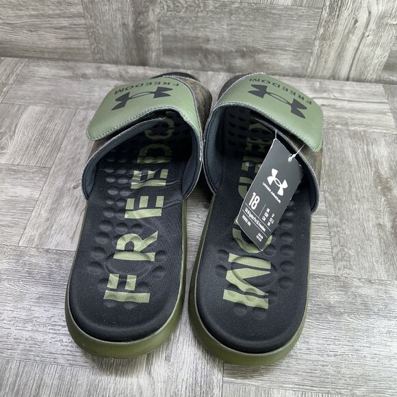 UA M Ignite Pro SL Freedom Men's size 18 Olive Green Slides - Picture 6 of 8